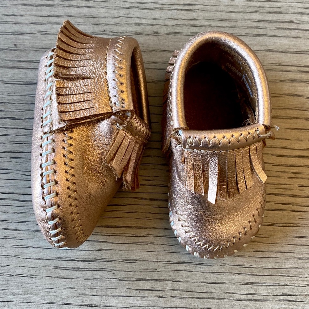 Rose Gold/Bronze Minnetonka Moccasins 1c